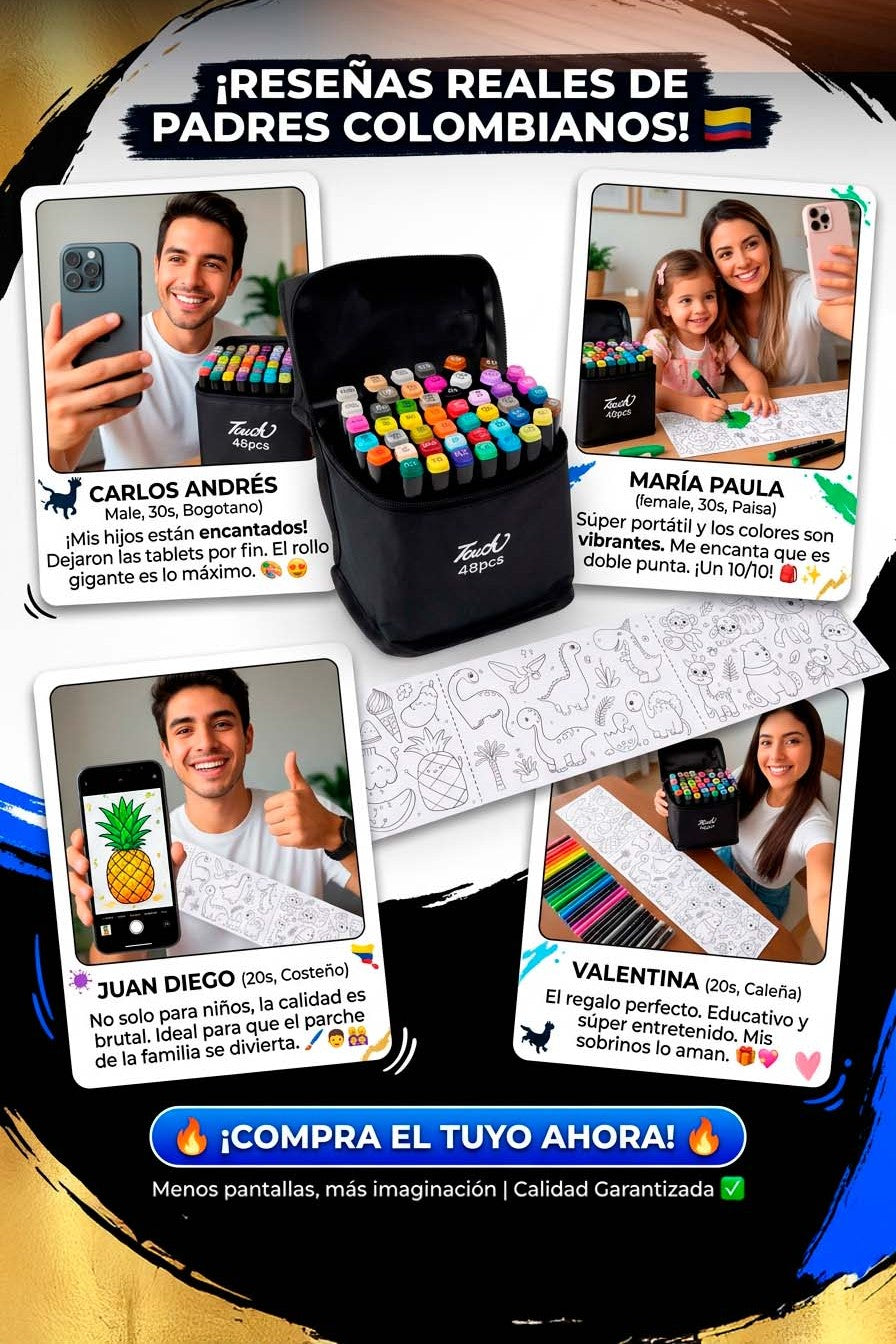 KIT MARCADORES 48PCS+ 2 ROLLOS DE PINTAR