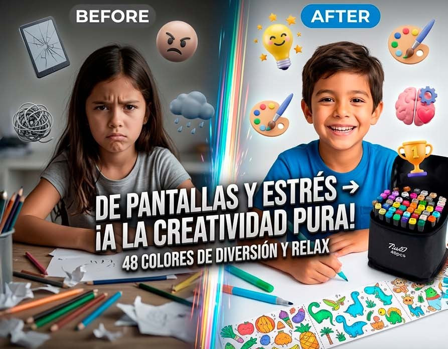 KIT MARCADORES 48PCS+ 2 ROLLOS DE PINTAR
