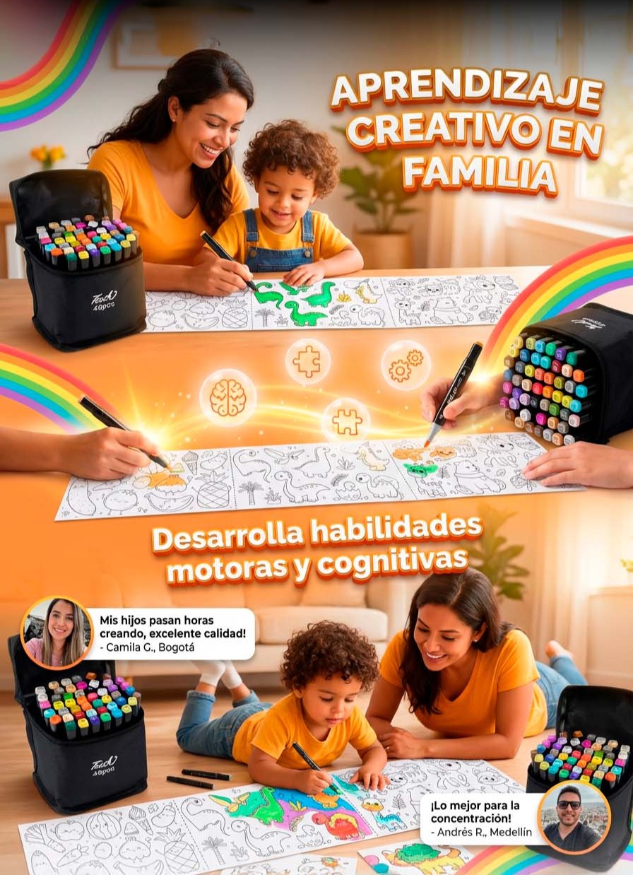 KIT MARCADORES 48PCS+ 2 ROLLOS DE PINTAR