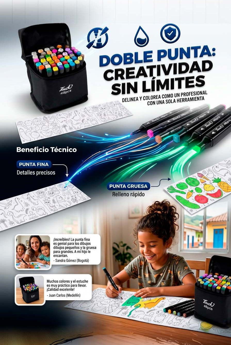 KIT MARCADORES 48PCS+ 2 ROLLOS DE PINTAR